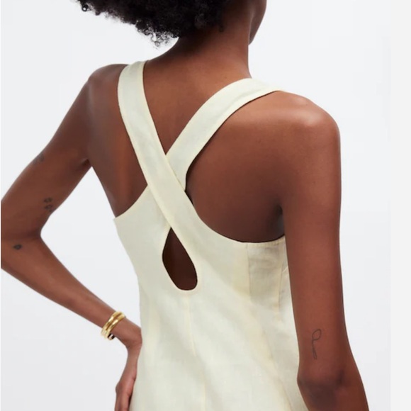Madewell Cross-Back‎ A-Line Mini Linen Dress - Picture 5 of 13